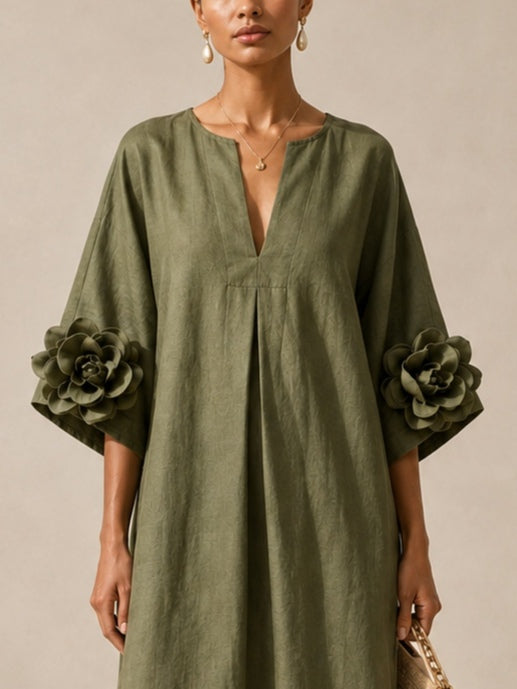 Isabelle™ | Robe maxi qui camoufle le ventre avec détails floraux
