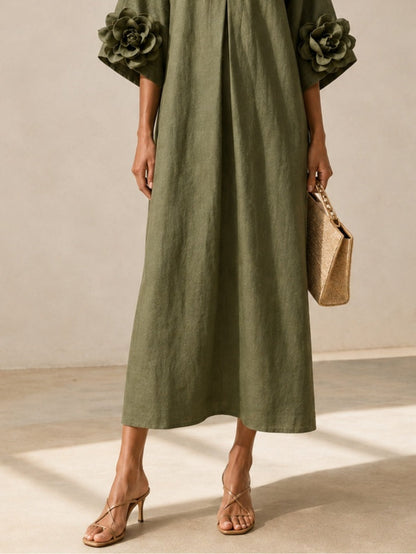Isabelle™ | Robe maxi qui camoufle le ventre avec détails floraux