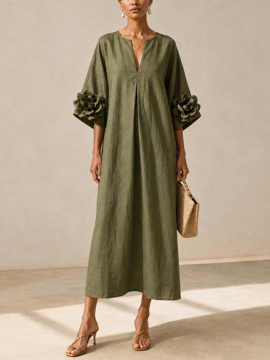 Isabelle™ | Robe maxi qui camoufle le ventre avec détails floraux