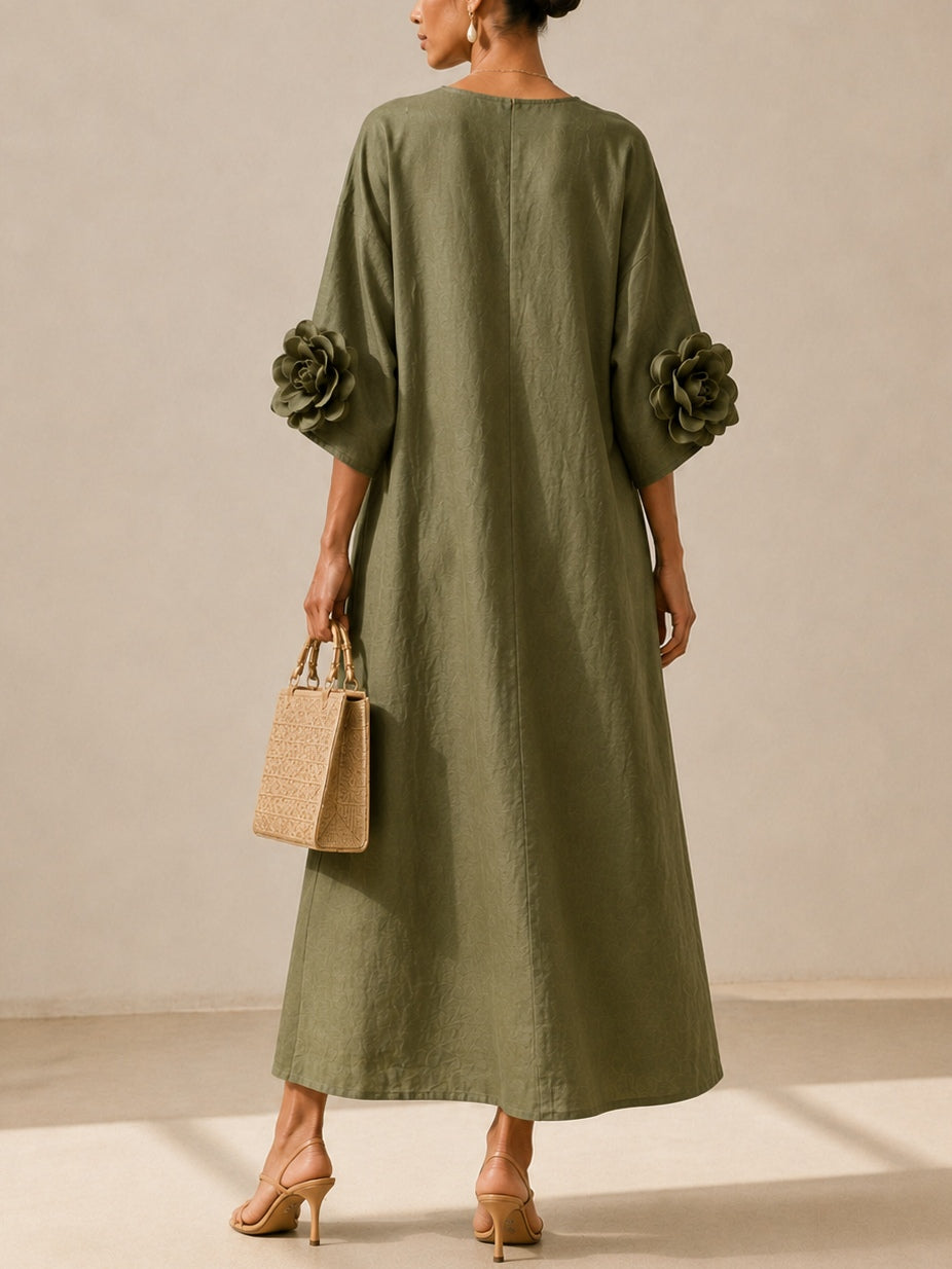 Isabelle™ | Robe maxi qui camoufle le ventre avec détails floraux
