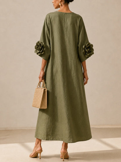 Isabelle™ | Robe maxi qui camoufle le ventre avec détails floraux