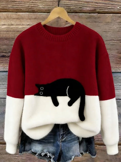 Isabelle™ | Pull oversized doux avec imprimé de chats