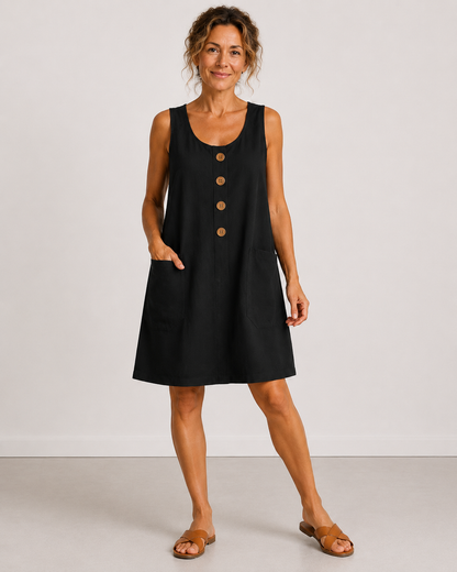 Maud™ | Robe décontractée en coton boutonnée qui camoufle le ventre