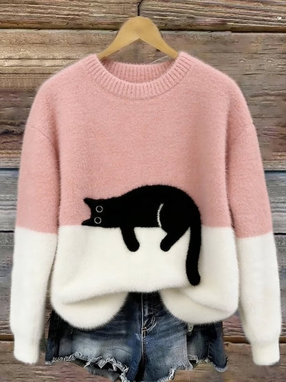 Isabelle™ | Pull oversized doux avec imprimé de chats