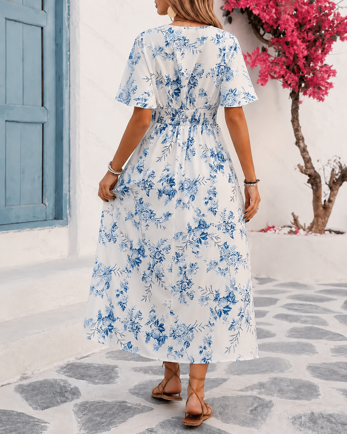 Noelle™ | Robe Midi Fleurie Légère et Gainante