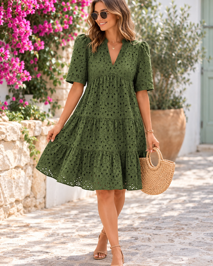 Joséphine™ | Robe midi en dentelle qui camoufle le ventre