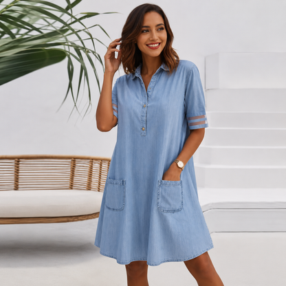 Brittany™ | Robe-Chemise Gainante Effet Denim