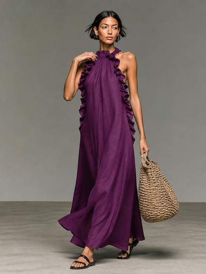 Hélène™ | Robe maxi légère et non transparente avec poches qui camoufle le ventre