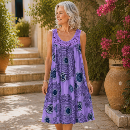 Margaux™ | Robe midi qui camoufle le ventre avec imprimé abstrait