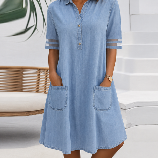 Brittany™ | Robe-Chemise Gainante Effet Denim