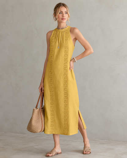 Mathilde™ | Élégante Robe Midi Sans Manches Qui Camoufle Le Ventre