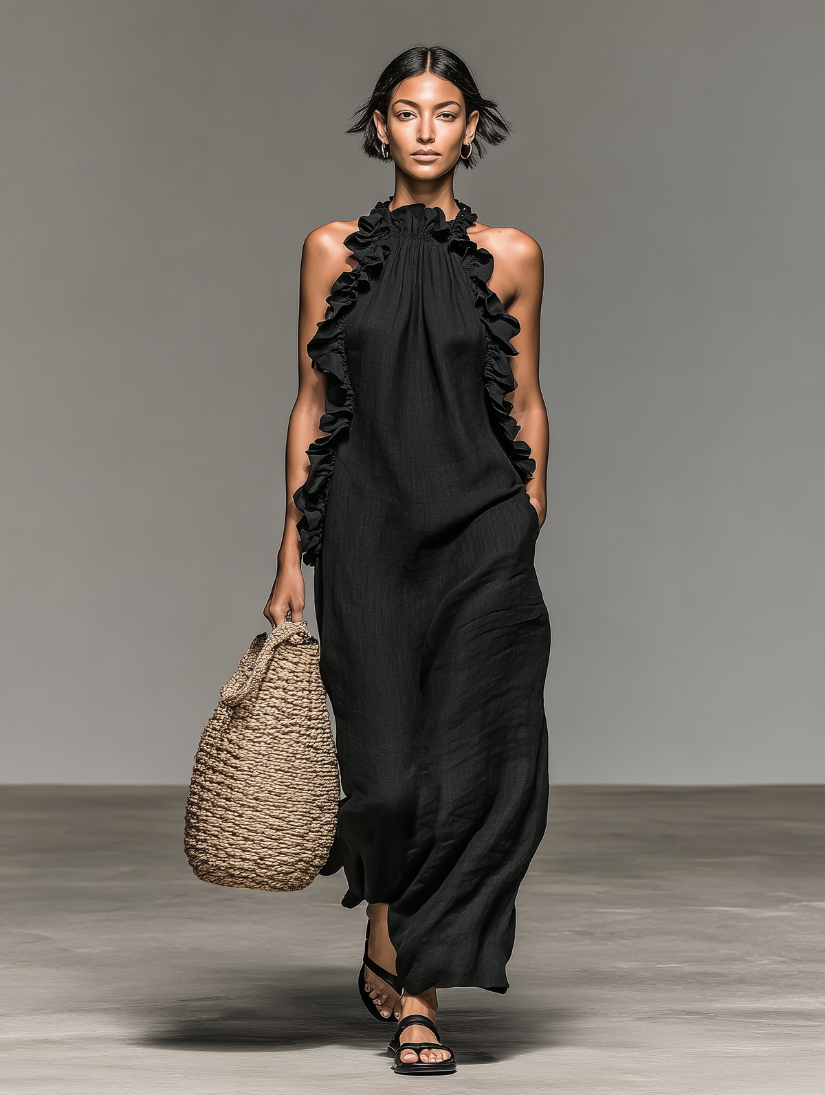 Hélène™ | Robe maxi légère et non transparente avec poches qui camoufle le ventre