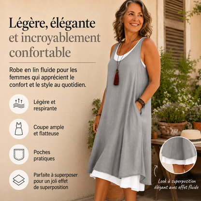 Anouk™ | Robe sans manches effet superposé qui camoufle le ventre