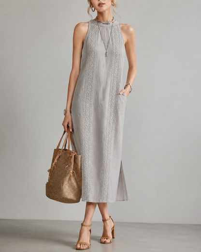 Mathilde™ | Élégante Robe Midi Sans Manches Qui Camoufle Le Ventre