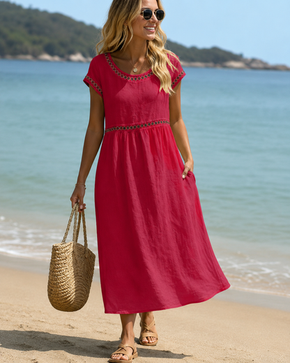Livia™ | Robe midi brodée élégante qui camoufle le ventre