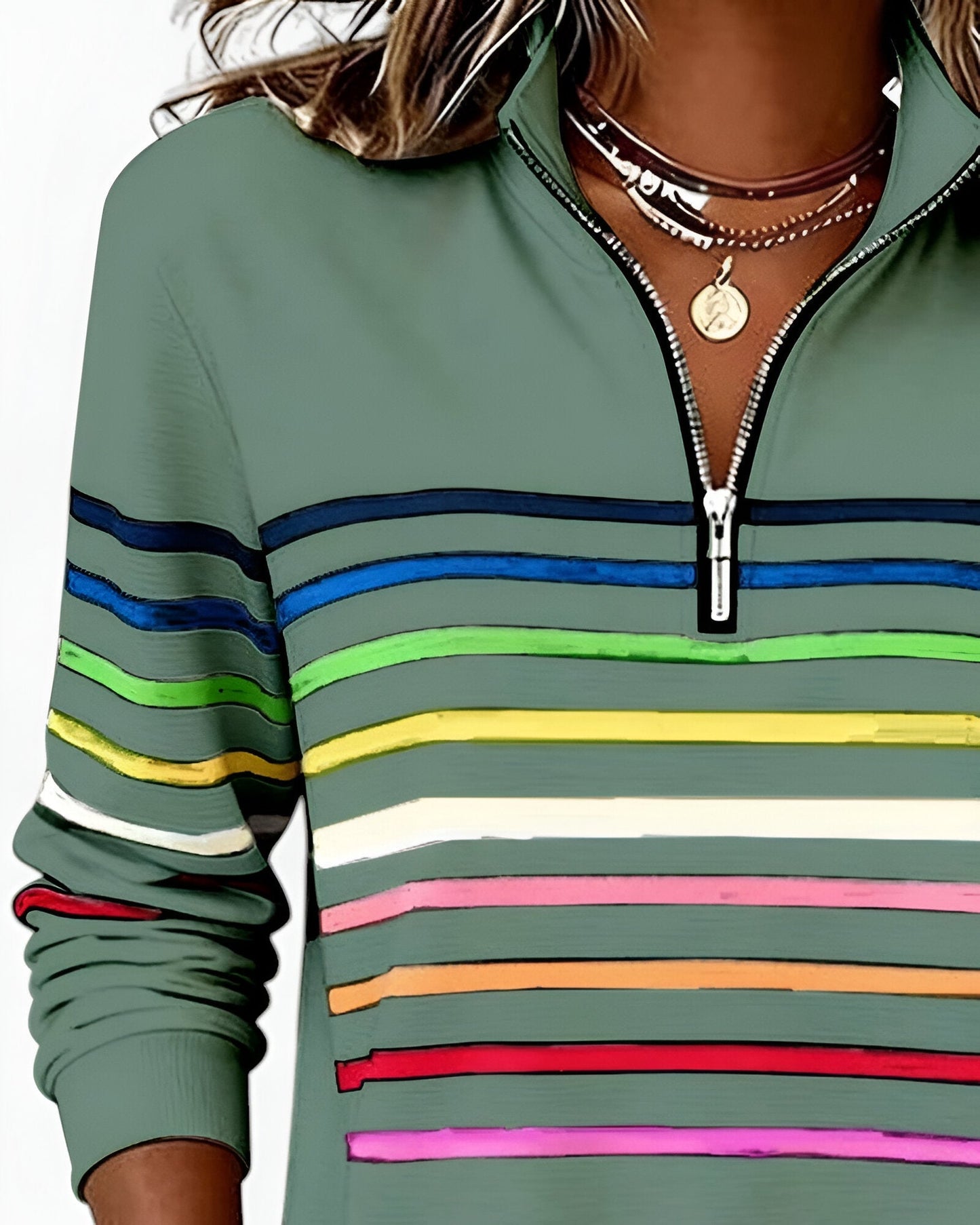 Kira™ | Pull zippé rayé confortable