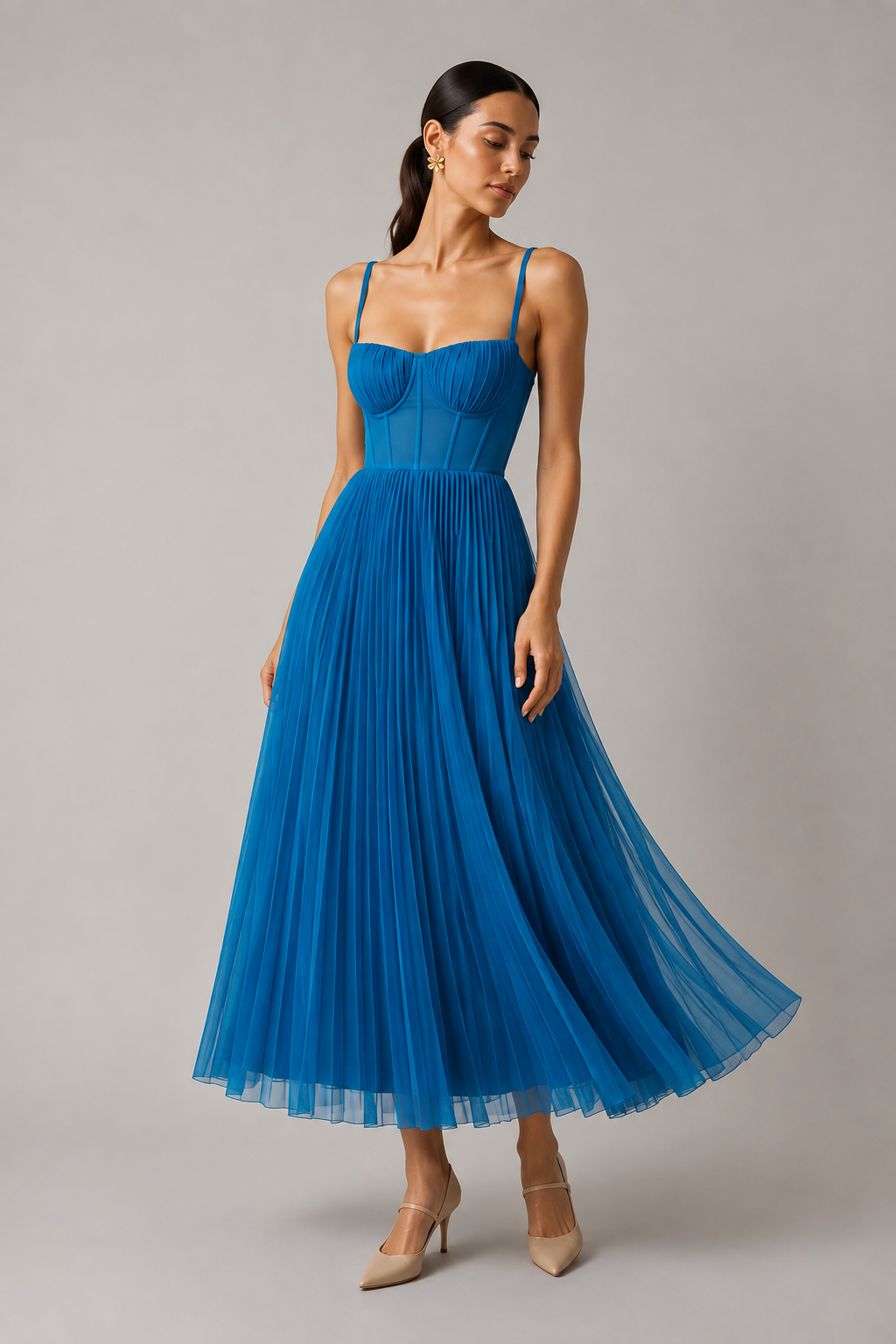 Margaux™ | Robe maxi plissée qui camoufle le ventre élégante