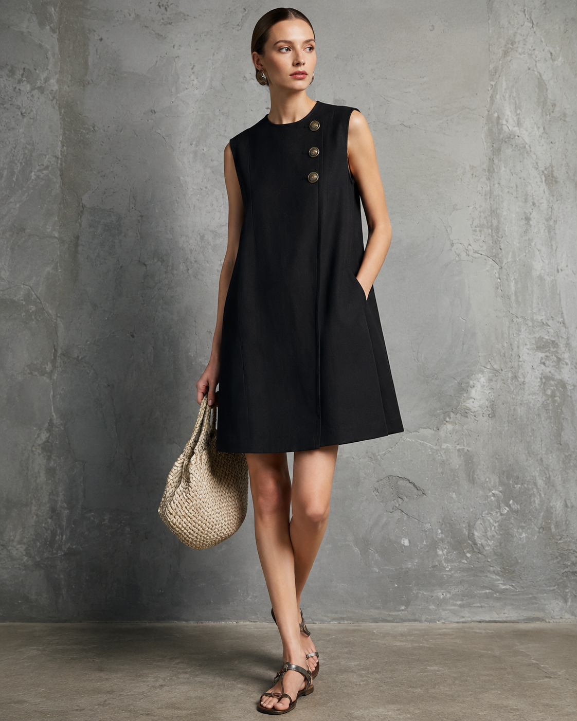 Isaline™ | Robe élégante à boutons isométriques
