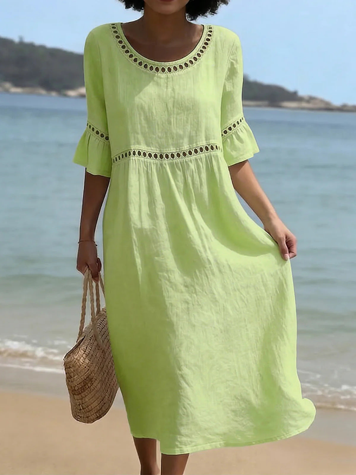 Amara™ | Robe Midi Élégante À Effet Ventre Plat