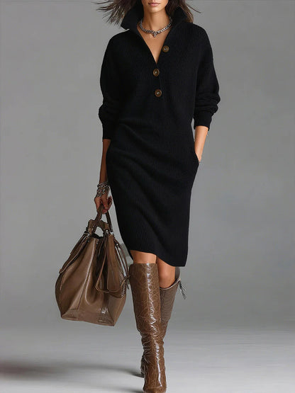 Norlyn™ | Robe midi côtelée chic