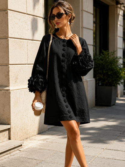 Pauline™ | Robe mini élégante avec détails fleuris aux manches