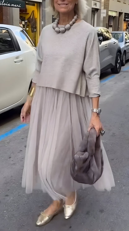 Rosa™ | Élégante Robe Midi Superposée