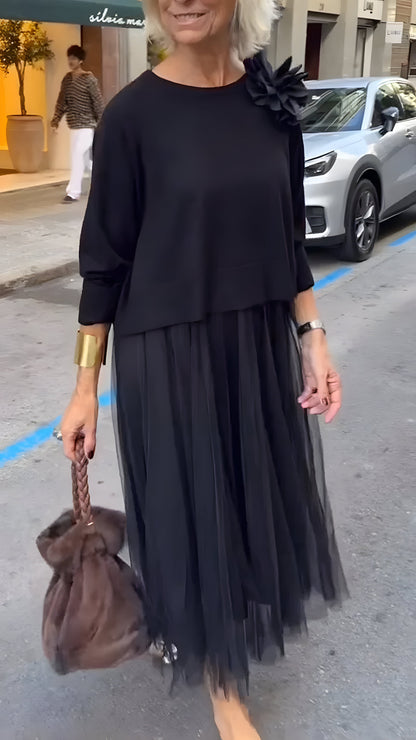 Rosa™ | Élégante Robe Midi Superposée