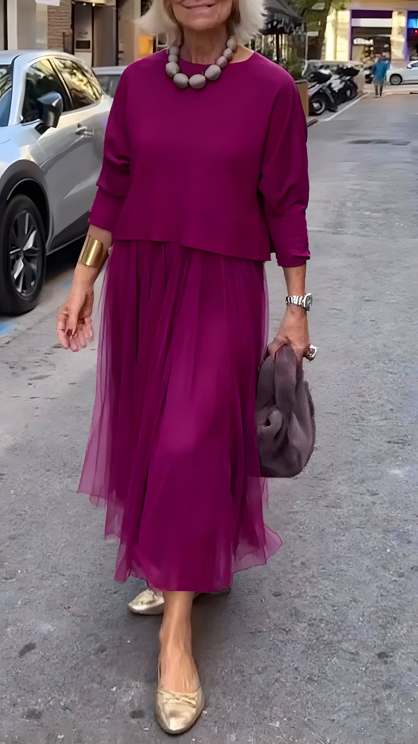 Rosa™ | Élégante Robe Midi Superposée