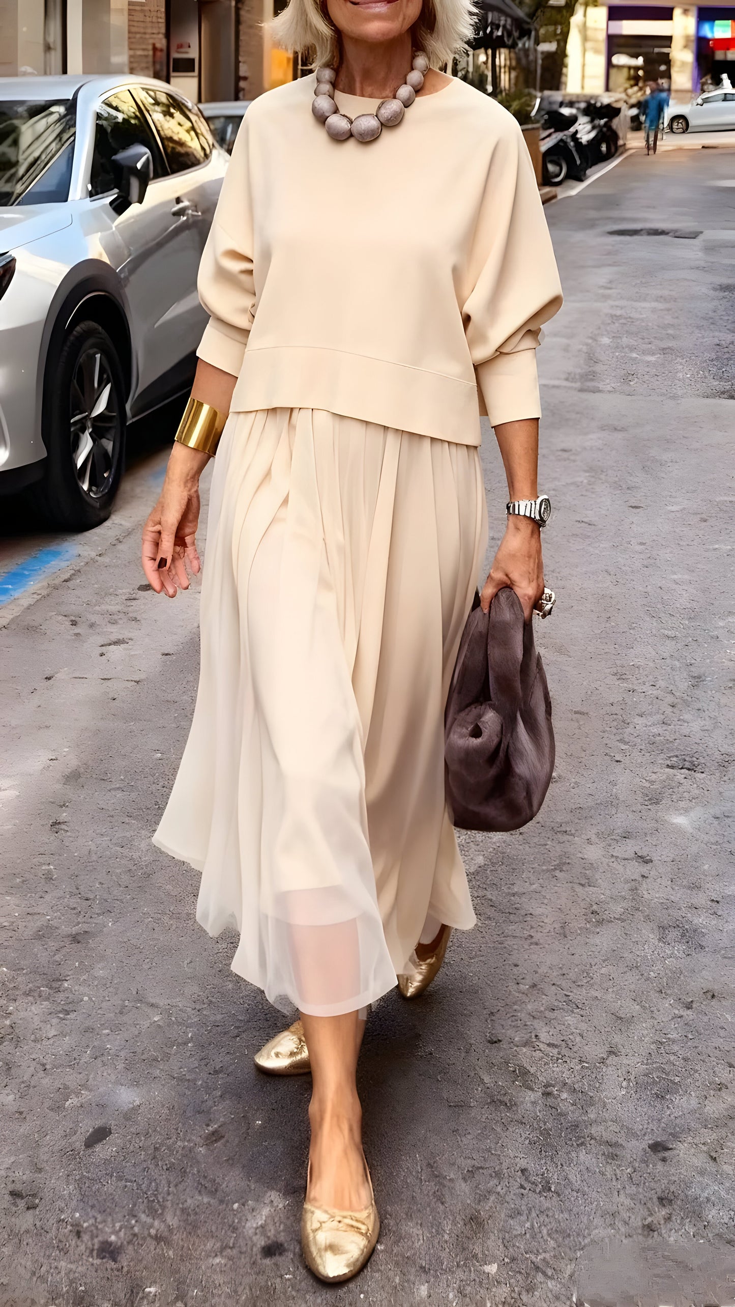 Rosa™ | Élégante Robe Midi Superposée