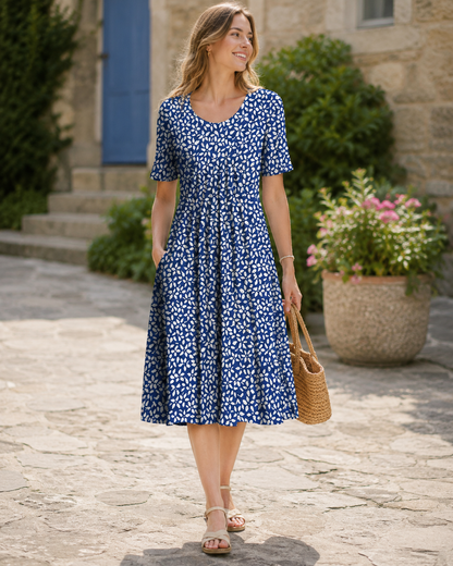 Céline™ | Robe midi à fleurs qui camoufle le ventre