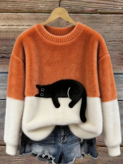 Isabelle™ | Pull oversized doux avec imprimé de chats