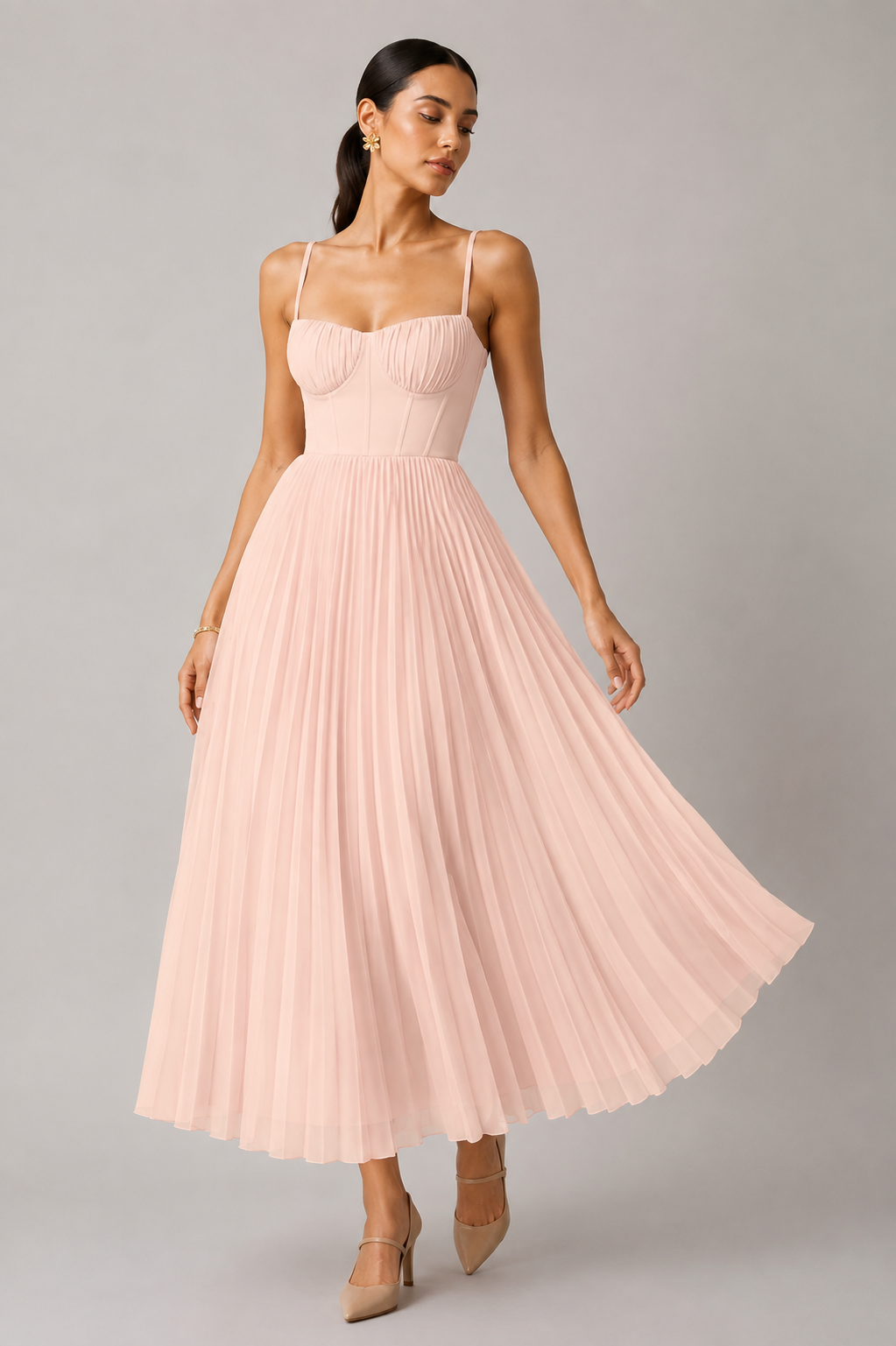 Margaux™ | Robe maxi plissée qui camoufle le ventre élégante