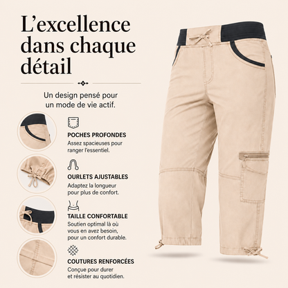 Margaux™ | Pantalon capri cargo taille haute qui camoufle le ventre