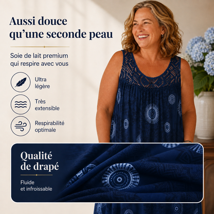Margaux™ | Robe midi qui camoufle le ventre avec imprimé abstrait