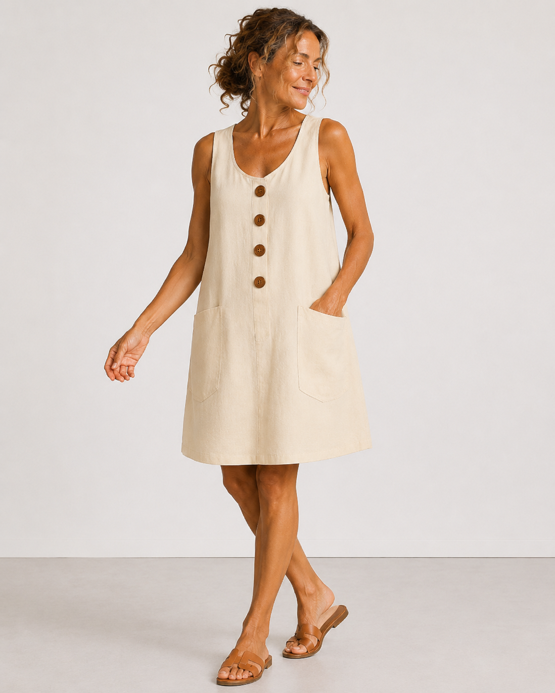 Maud™ | Robe décontractée en coton boutonnée qui camoufle le ventre