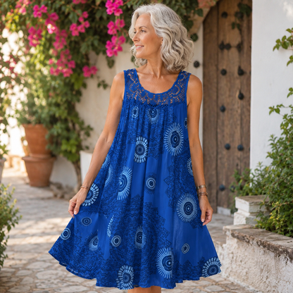 Margaux™ | Robe midi qui camoufle le ventre avec imprimé abstrait