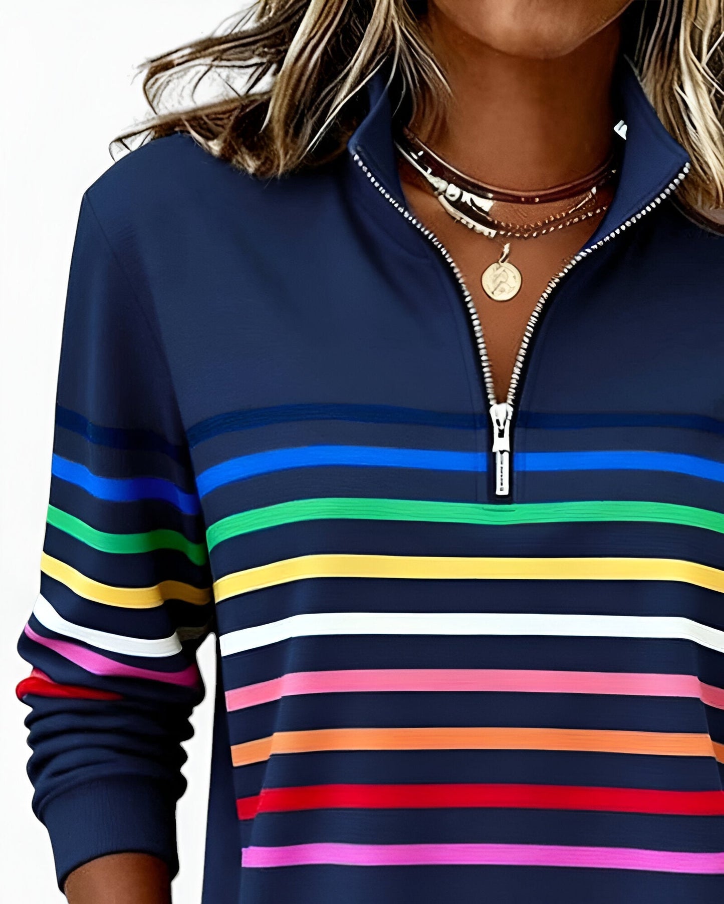 Kira™ | Pull zippé rayé confortable