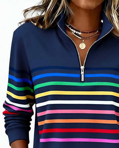 Kira™ | Pull zippé rayé confortable