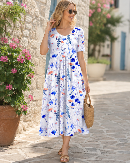 Céline™ | Robe midi à fleurs qui camoufle le ventre