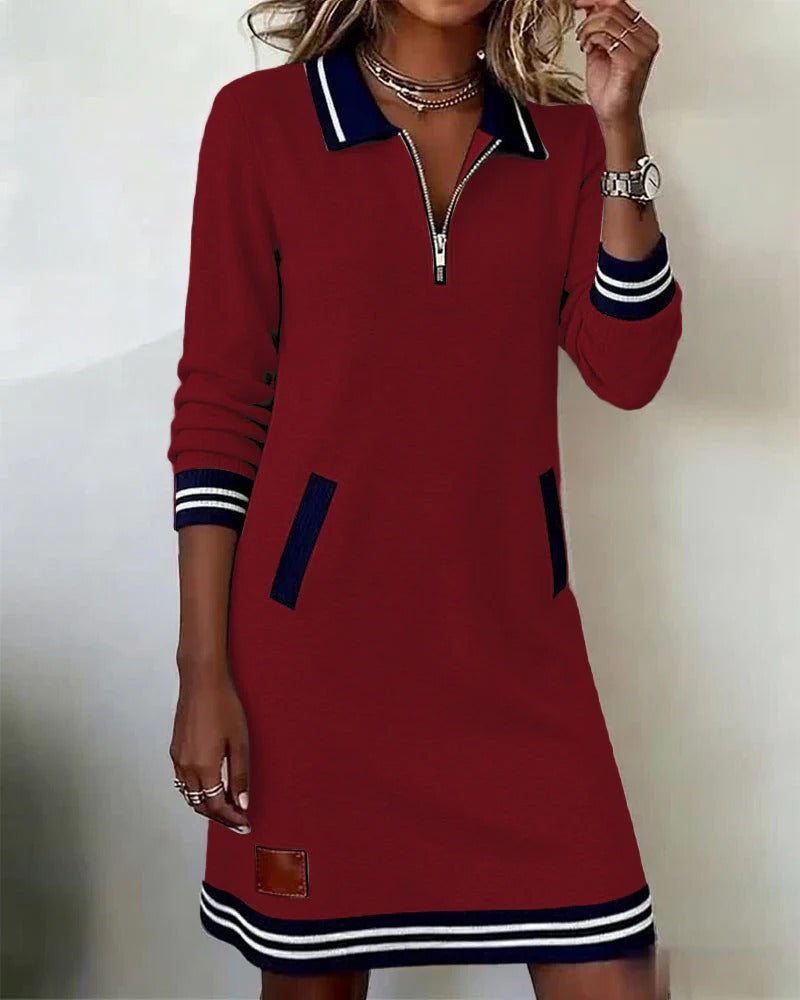 Sylvia™ | Robe en Coton à Manches Longues Chic