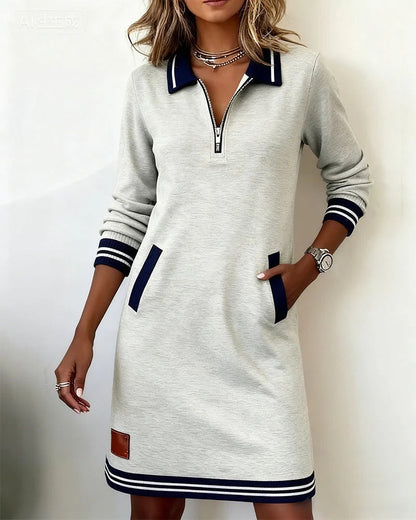 Sylvia™ | Robe en Coton à Manches Longues Chic