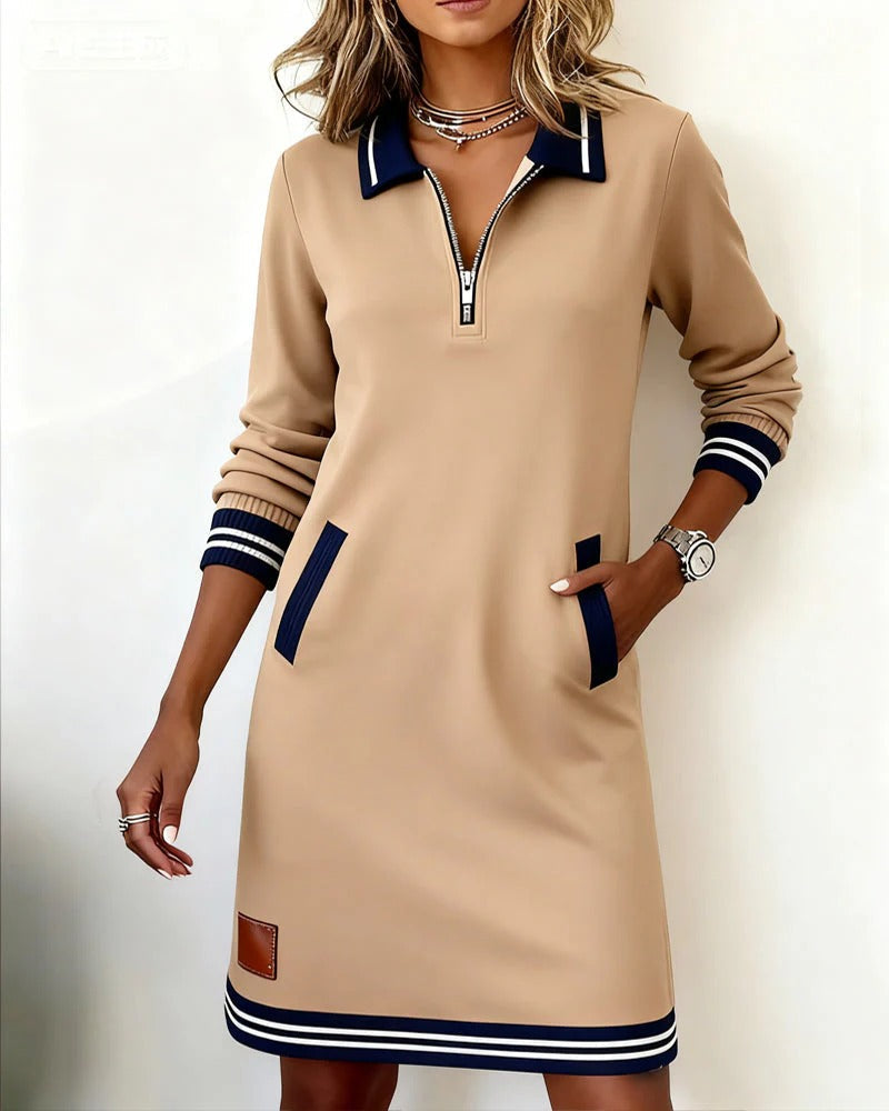 Sylvia™ | Robe en Coton à Manches Longues Chic