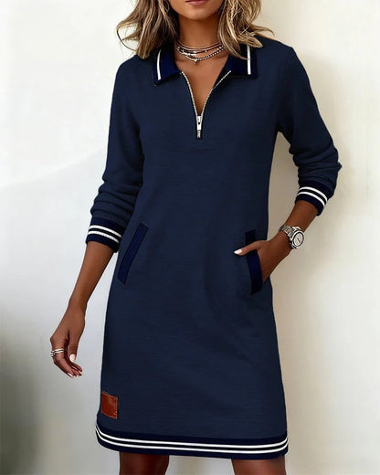 Sylvia™ | Robe en Coton à Manches Longues Chic