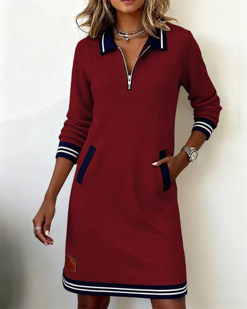 Sylvia™ | Robe en Coton à Manches Longues Chic