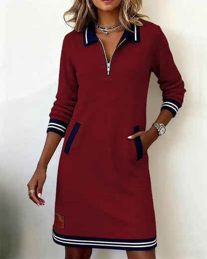 Sylvia™ | Robe en Coton à Manches Longues Chic