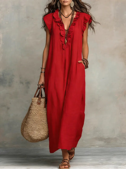 Camélia™ | Robe Maxi Bohème À Effet Ventre Plat