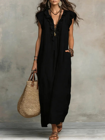 Camélia™ | Robe Maxi Bohème À Effet Ventre Plat