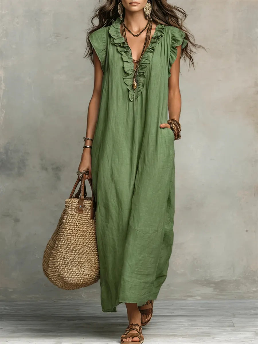 Camélia™ | Robe Maxi Bohème À Effet Ventre Plat