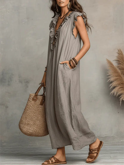 Camélia™ | Robe Maxi Bohème À Effet Ventre Plat