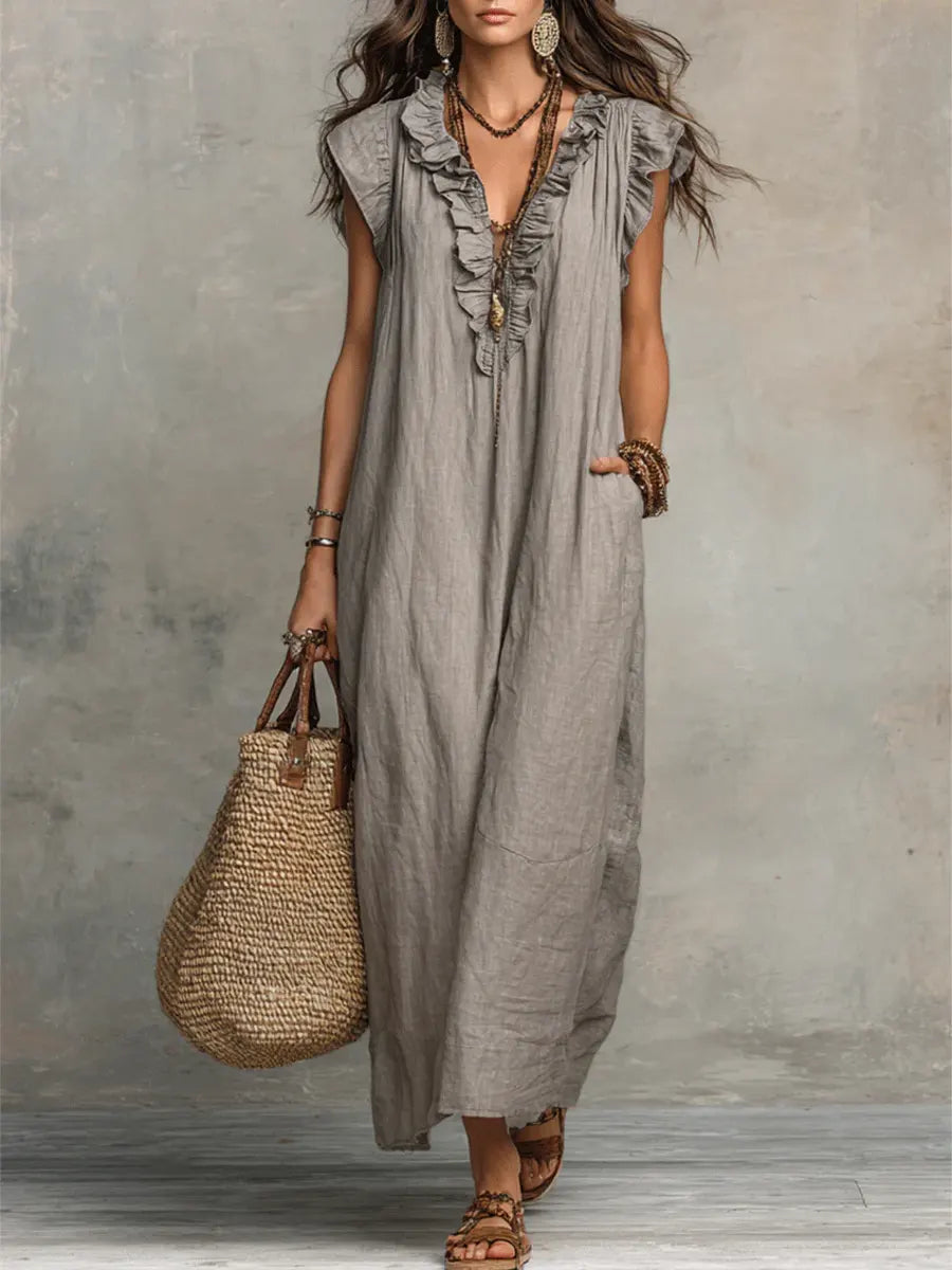 Camélia™ | Robe Maxi Bohème À Effet Ventre Plat